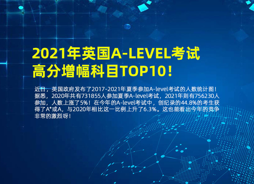 乐知舟留学:2021年英国A-LEVEL考试高分增幅科目TOP10！